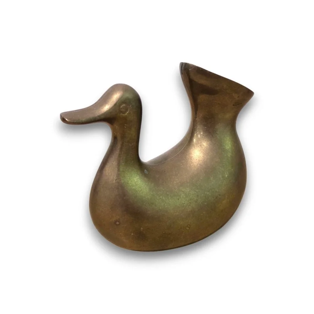 Vintage Mid Century Brass Duck Bird Bud Vase 4''